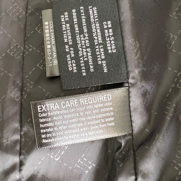 Cole Haan black lambskin leather moto jacket with gold-toned hardware - Picture 12 of 15